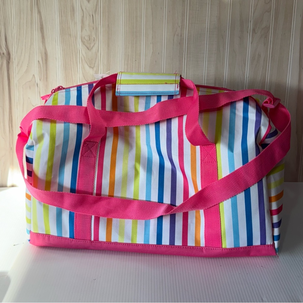 Vibrant Striped Kids Bag with Pink Accents